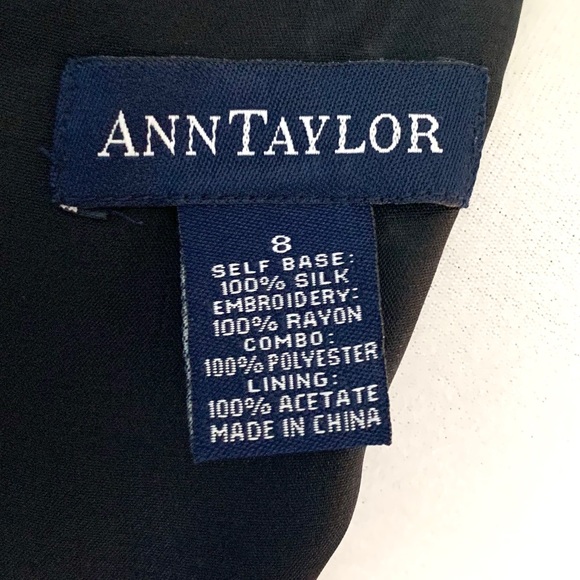 Ann Taylor Silk Embroidered Black Dress Size 8 - Picture 7 of 7